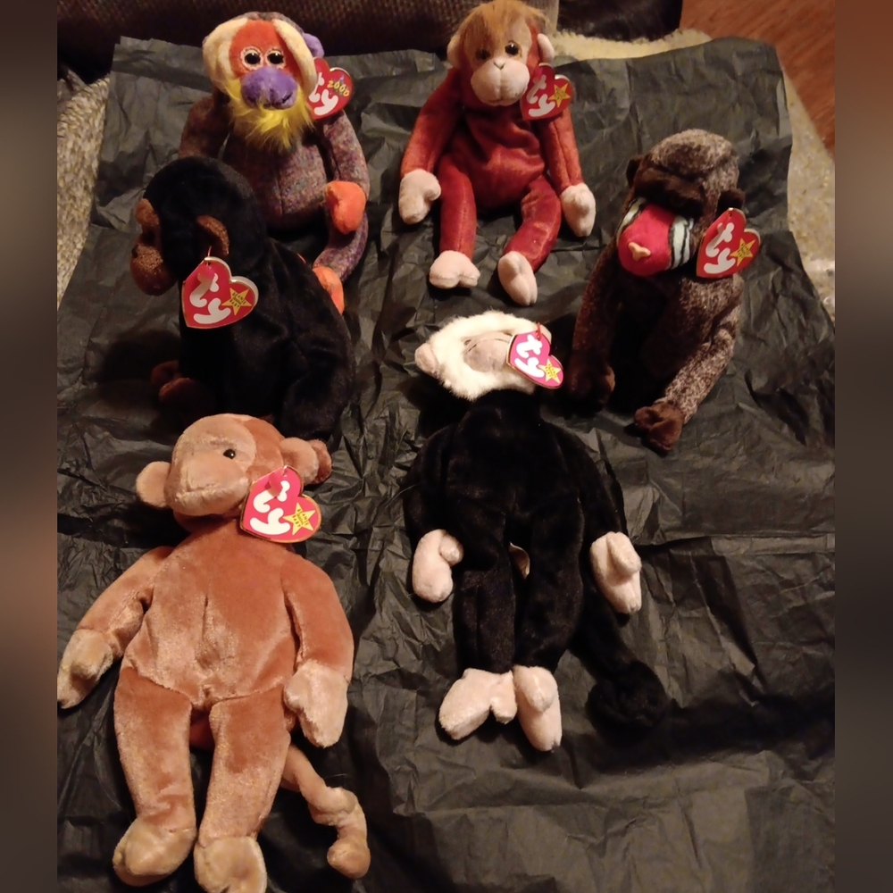 NWT TY BEANIE BABIES BONGO, MOOCH, SCHWEETHEART, CHEEKS & CONGO